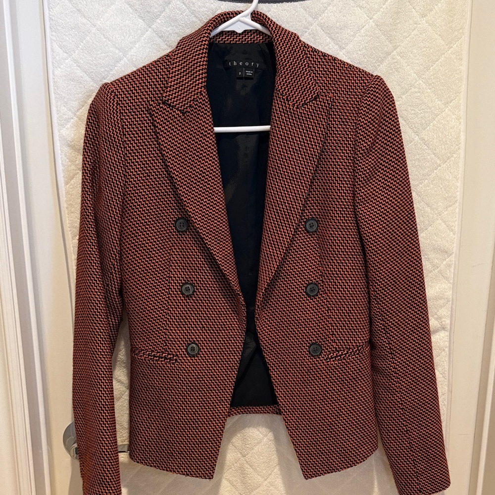 Theory Orange Black Blazer